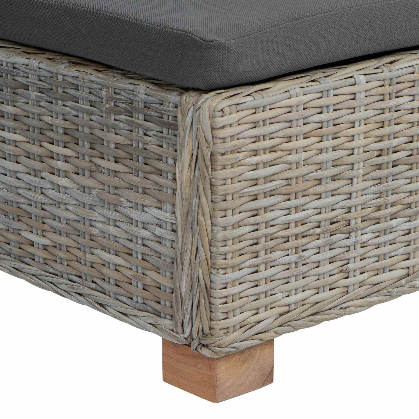 Footrest with Cushion GENDT Natural Rattan Kubu Grey