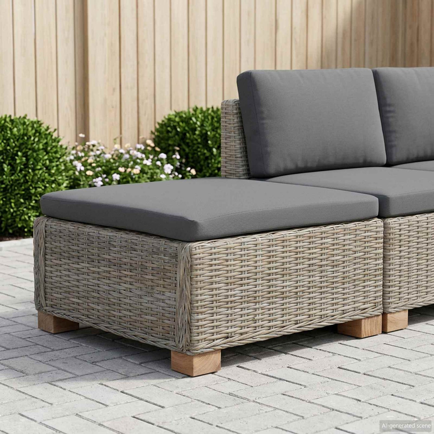 Footrest with Cushion GENDT Natural Rattan Kubu Grey