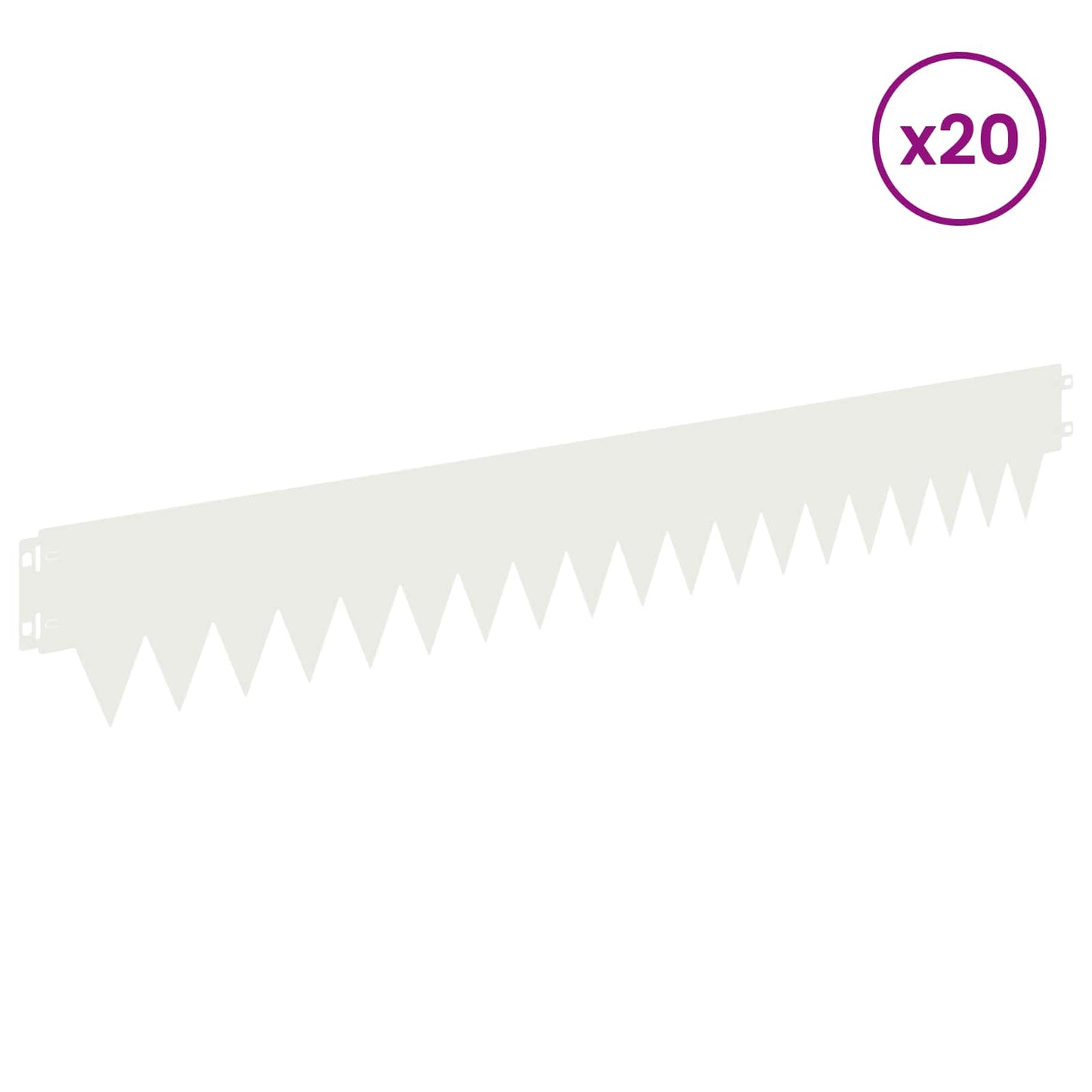 Lawn Edging 20 pcs 103 x 15 cm metal White