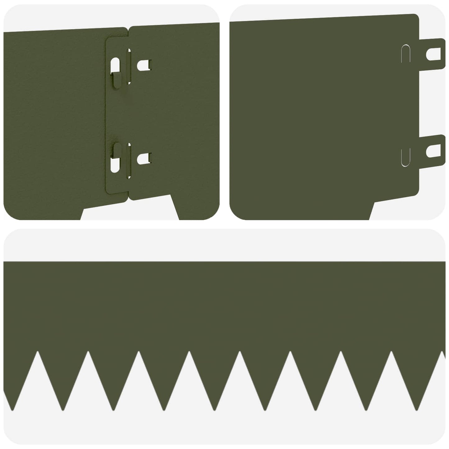 Lawn Edging 20 pcs 103 x 15 cm metal Olive Green