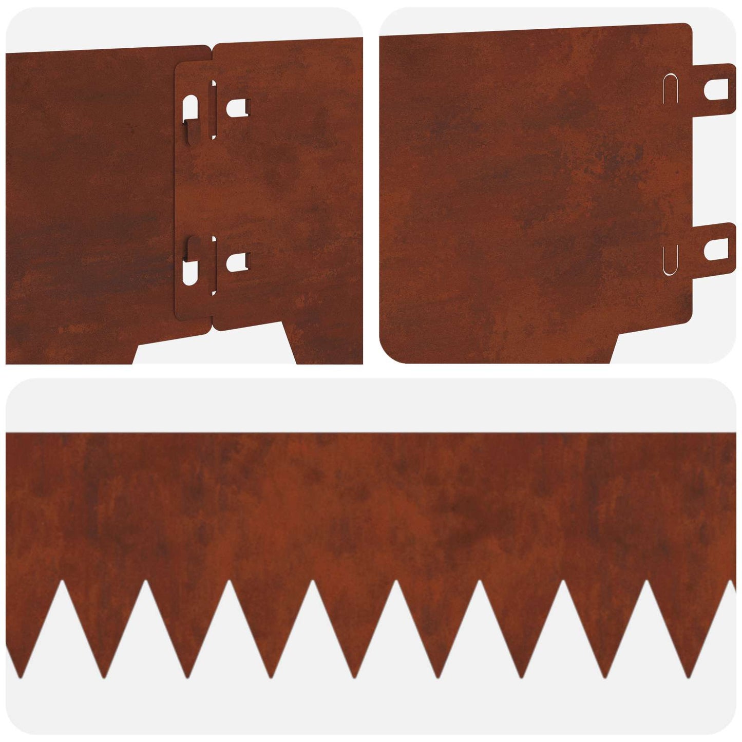 Lawn Edging 10 pcs 103 x 15 cm metal Rusty