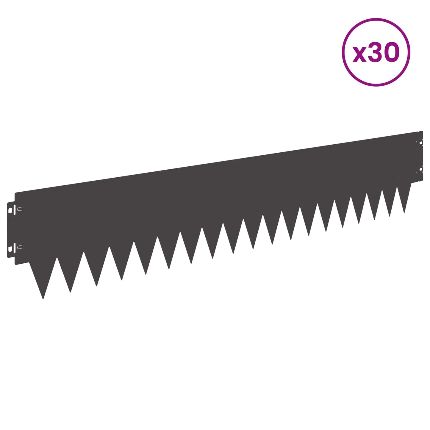 Lawn Edging 30 pcs 103 x 20 cm metal Black