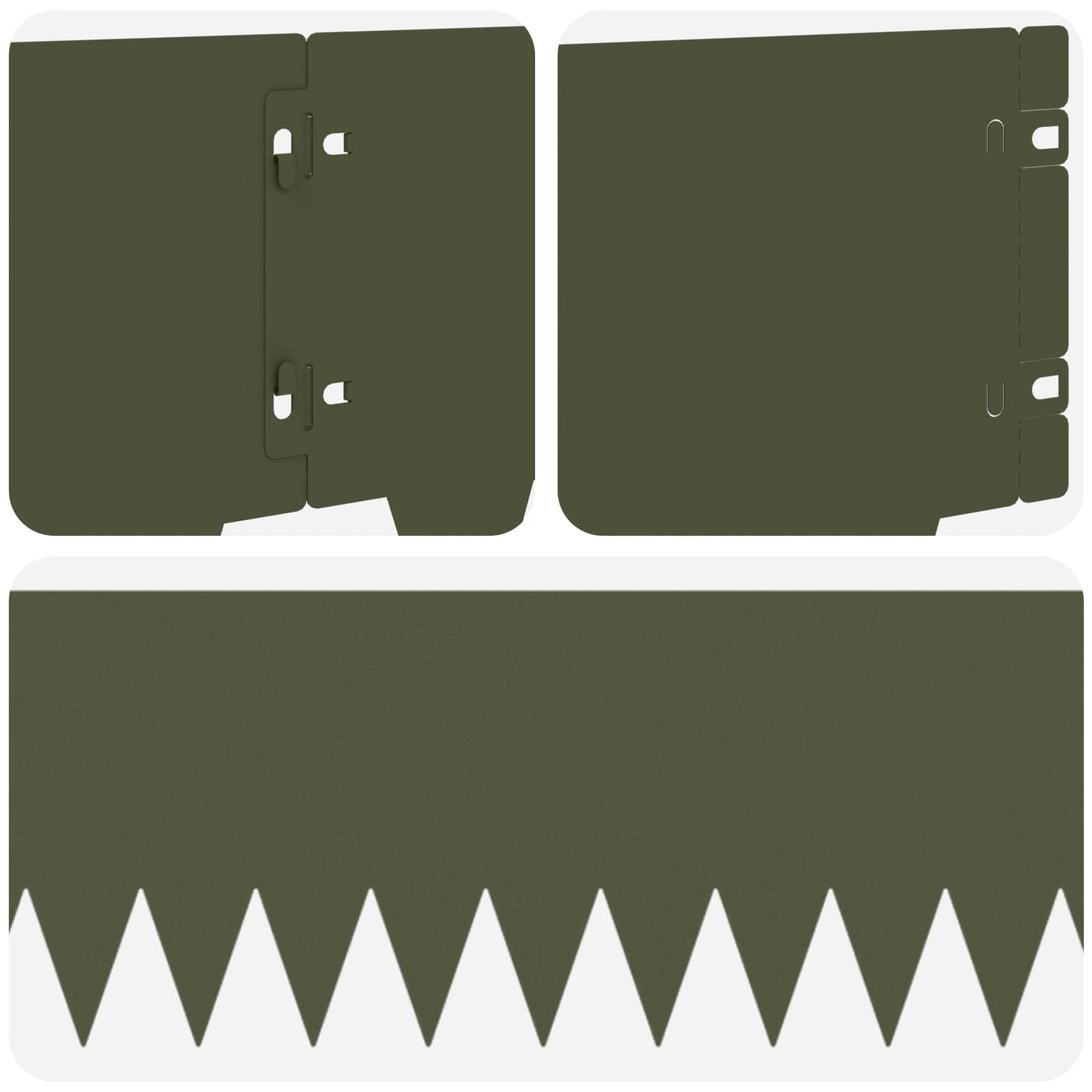 Lawn Edging 10 pcs 103 x 20 cm metal Olive Green