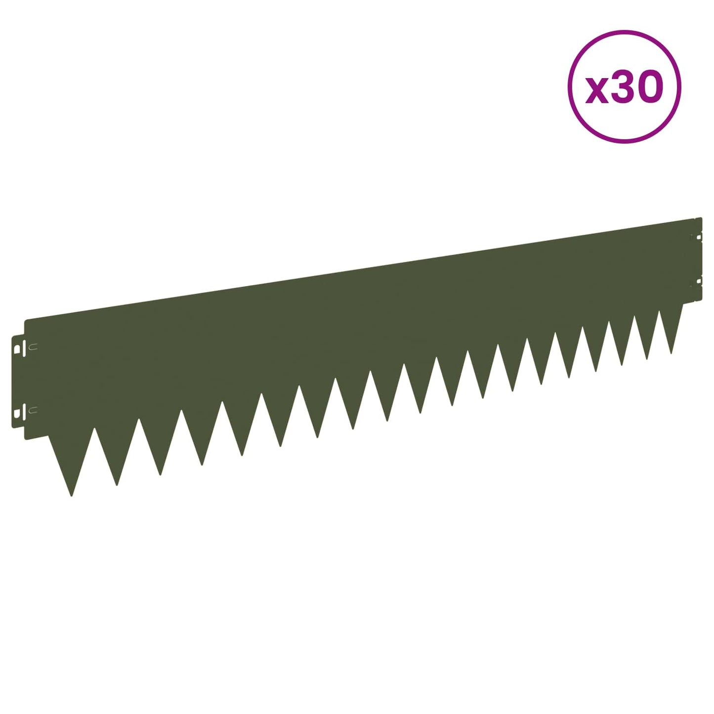 Lawn Edging 30 pcs 103 x 20 cm metal Olive Green