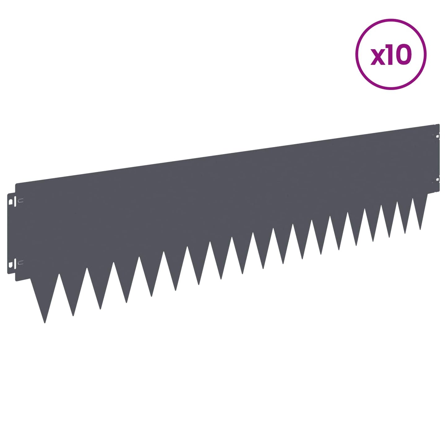 Lawn Edging 10 pcs 103 x 25 cm metal Anthracite