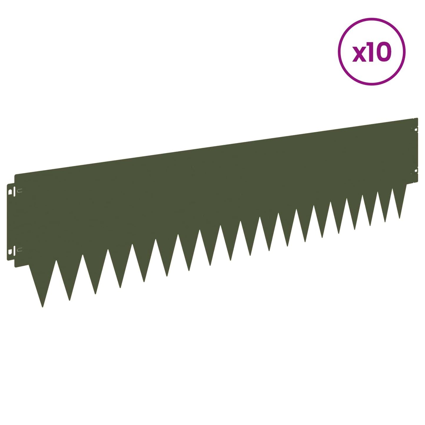 Lawn Edging 10 pcs 103 x 25 cm metal Olive Green