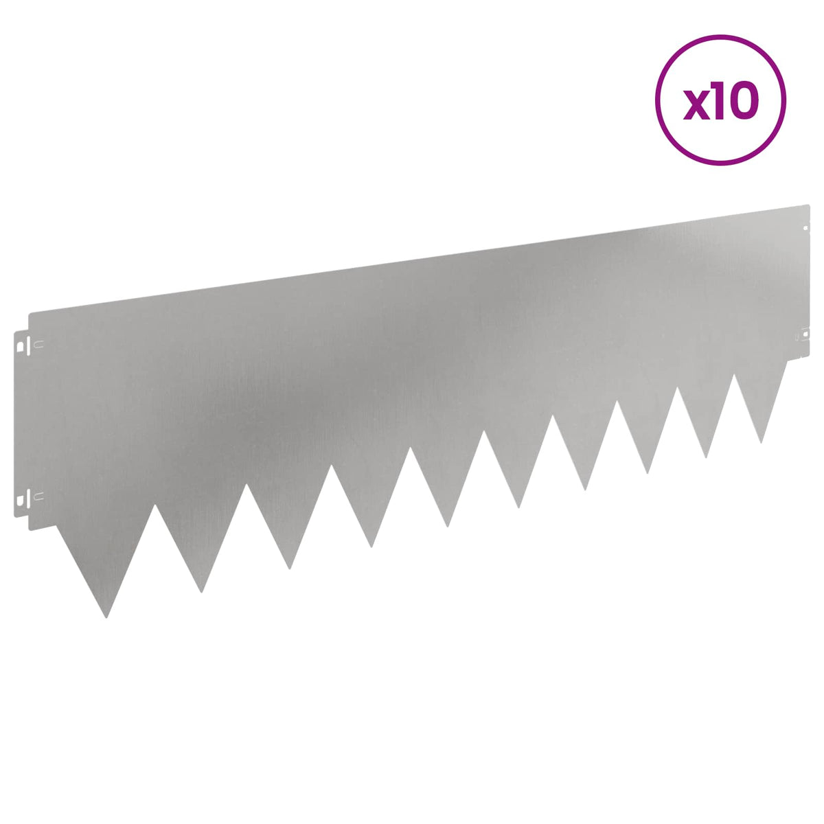 Lawn Edging 10 pcs 103 x 30 cm Steel Silver