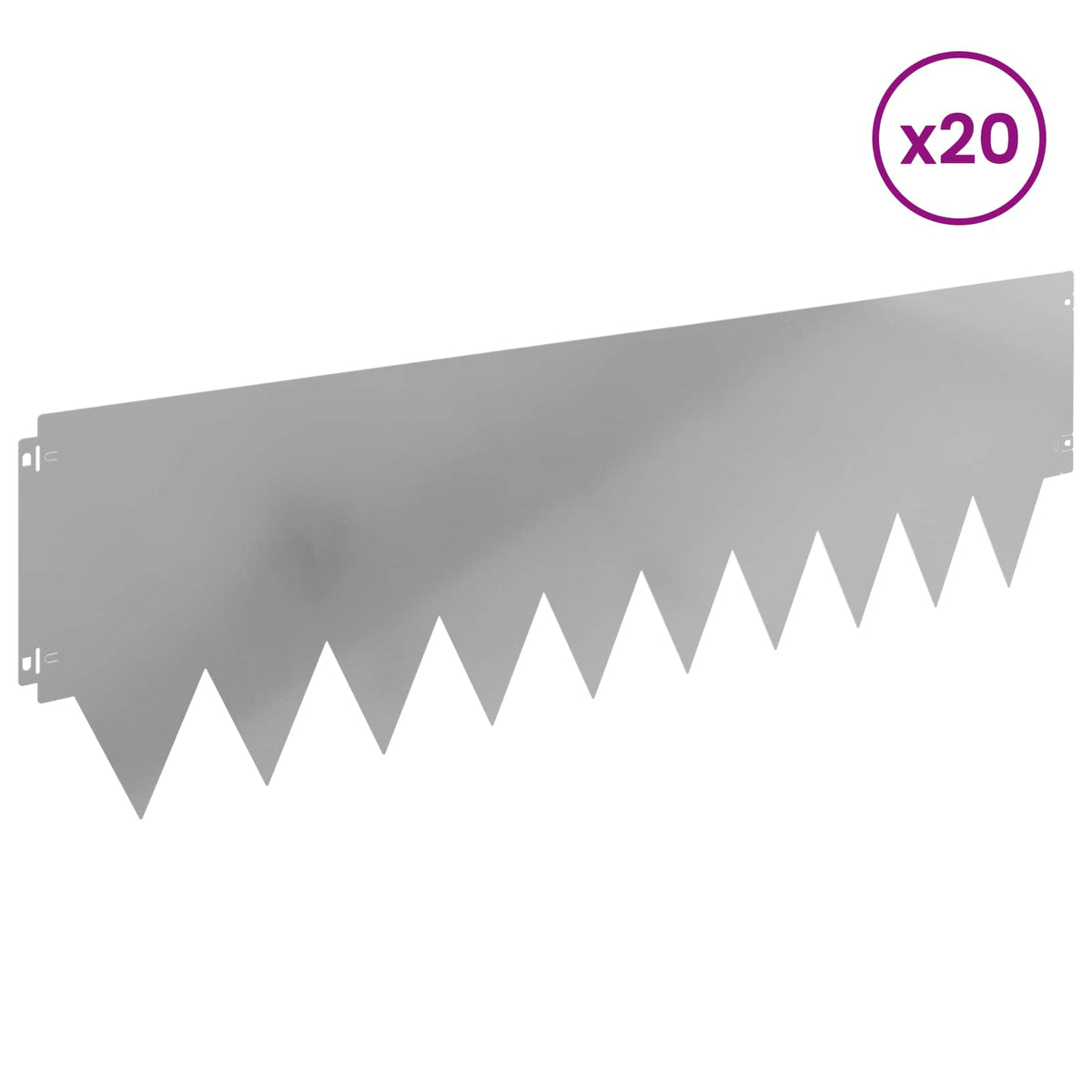 Lawn Edging 20 pcs 103 x 30 cm Steel Silver