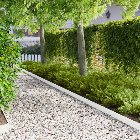 Lawn Edging 30 pcs 103 x 10 cm Steel White