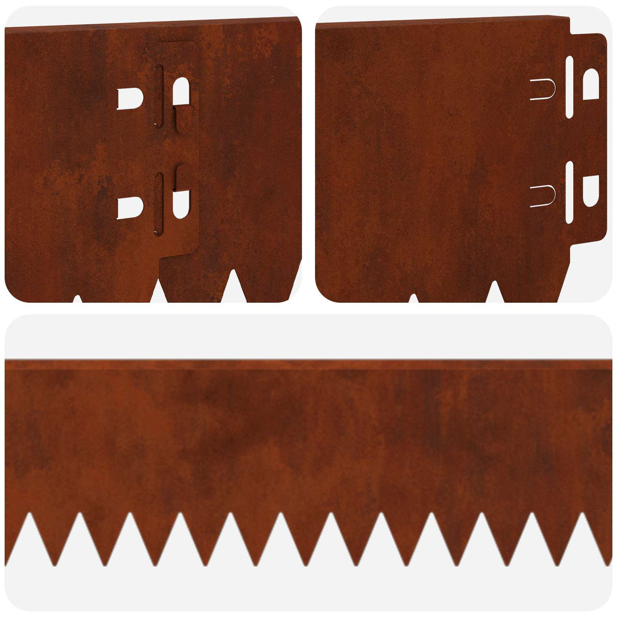 Lawn Edge with Top Bended 20 pcs 103x10cm Steel Rusty