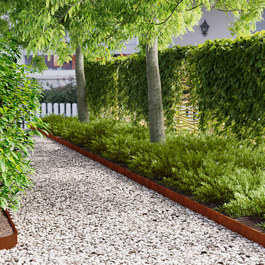 Lawn Edging 20 pcs 103 x 10 cm Steel Rusty