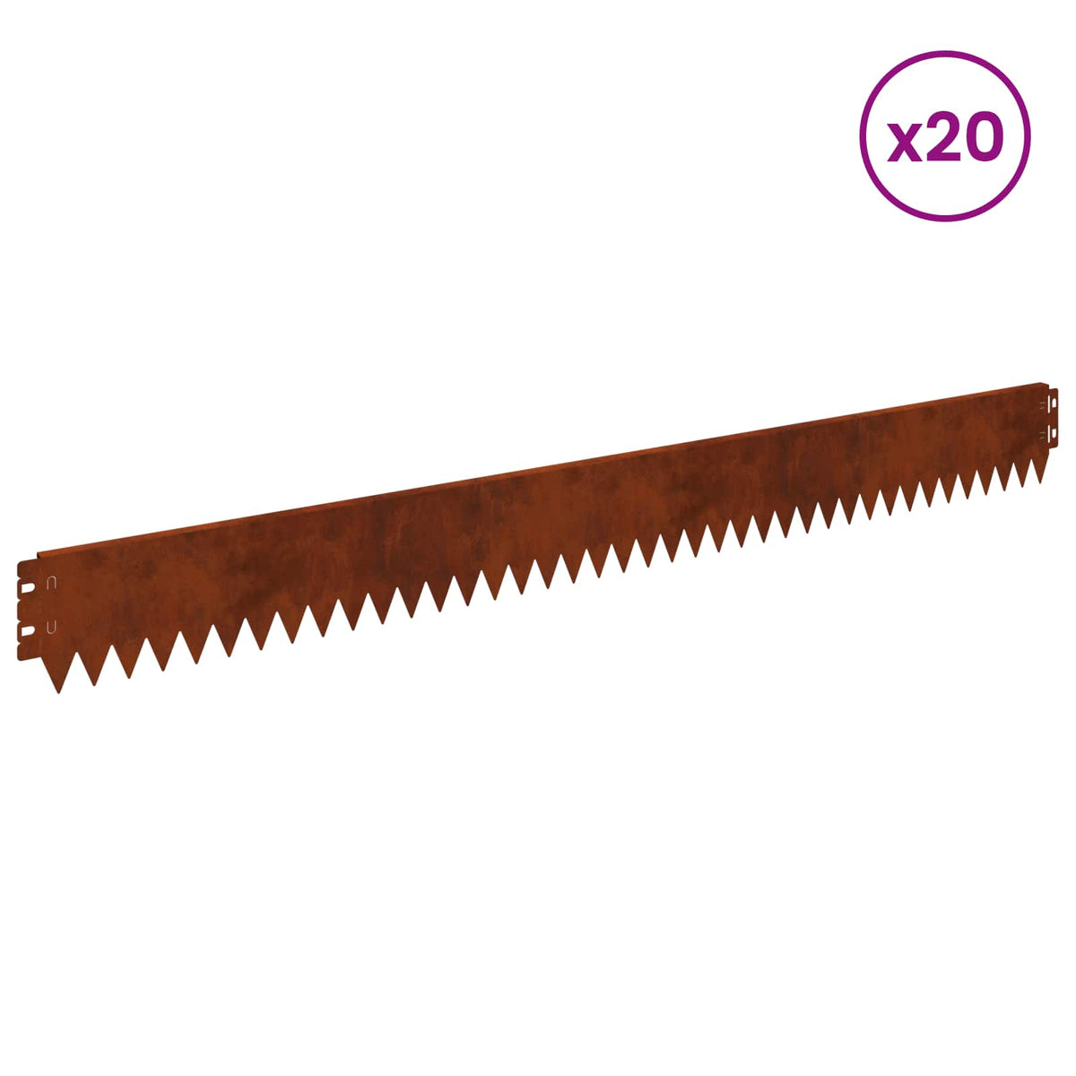 Lawn Edge with Top Bended 20 pcs 103x10cm Steel Rusty
