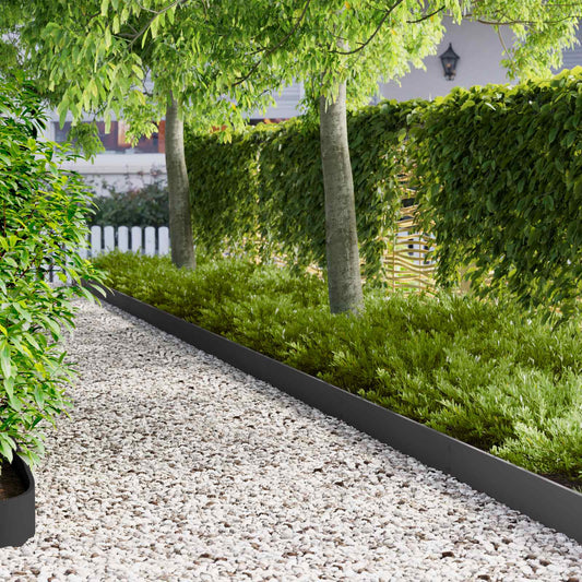 Lawn Edging 30 pcs 103 x 15 cm Steel Black