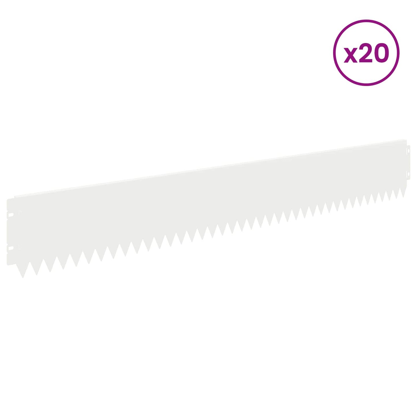 Lawn Edging 20 pcs 103 x 15 cm Steel White