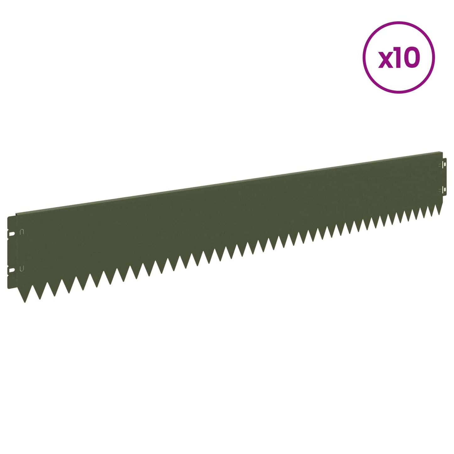 Lawn Edging 10 pcs 103 x 15 cm Steel Olive Green