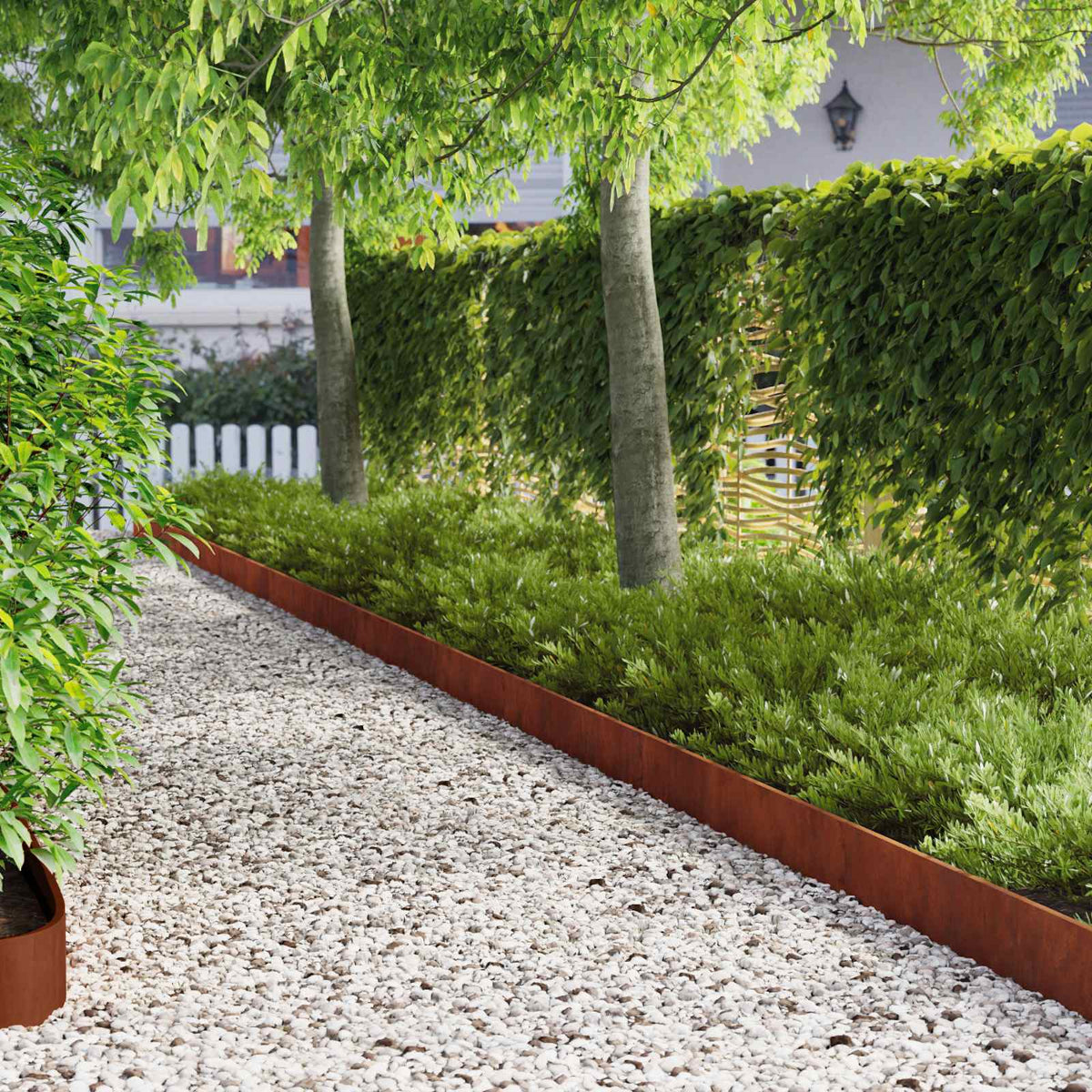 Lawn Edge with Top Bended 10 pcs 103x15cm Steel Rusty