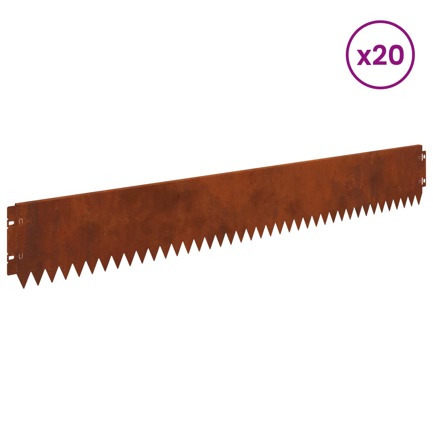 Lawn Edging 20 pcs 103 x 15 cm Steel Rusty