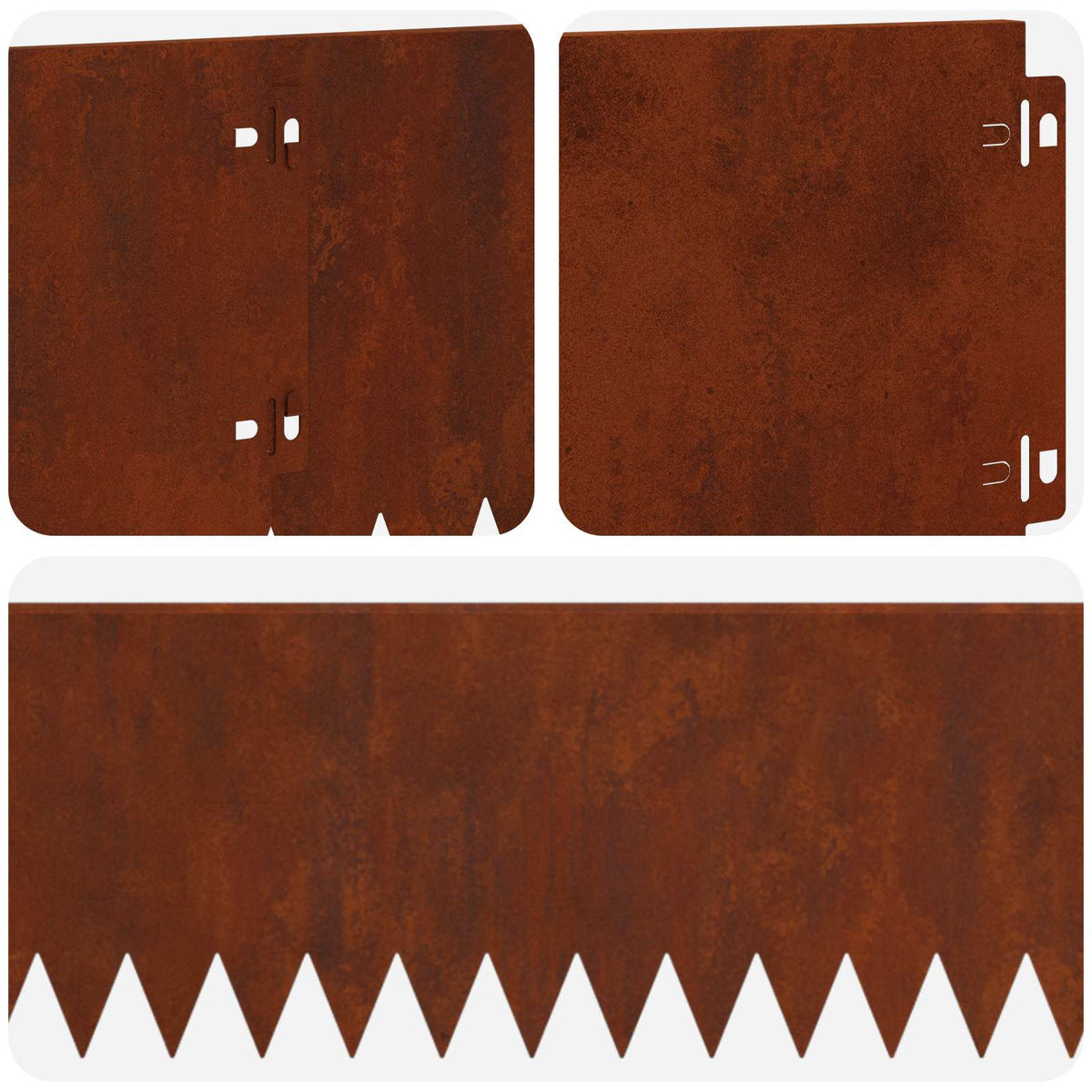 Lawn Edge with Top Bended 10 pcs 103x20cm Steel Rusty