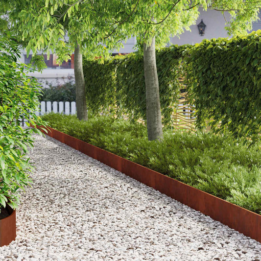 Lawn Edging 20 pcs 103 x 20 cm Steel Rusty