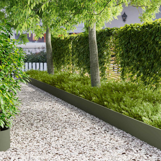 Lawn Edging 20 pcs 103 x 25 cm Steel Olive Green