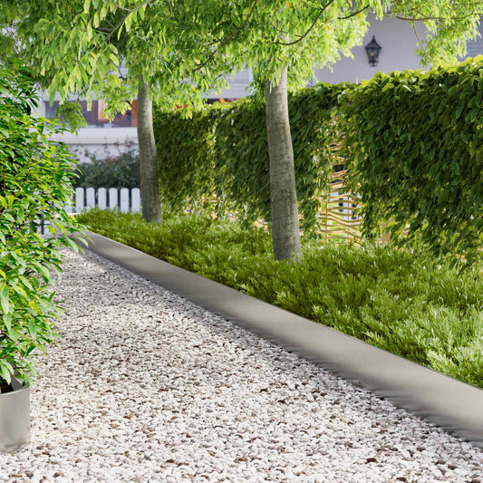 Lawn Edging 10 pcs 103 x 25 cm Steel Silver