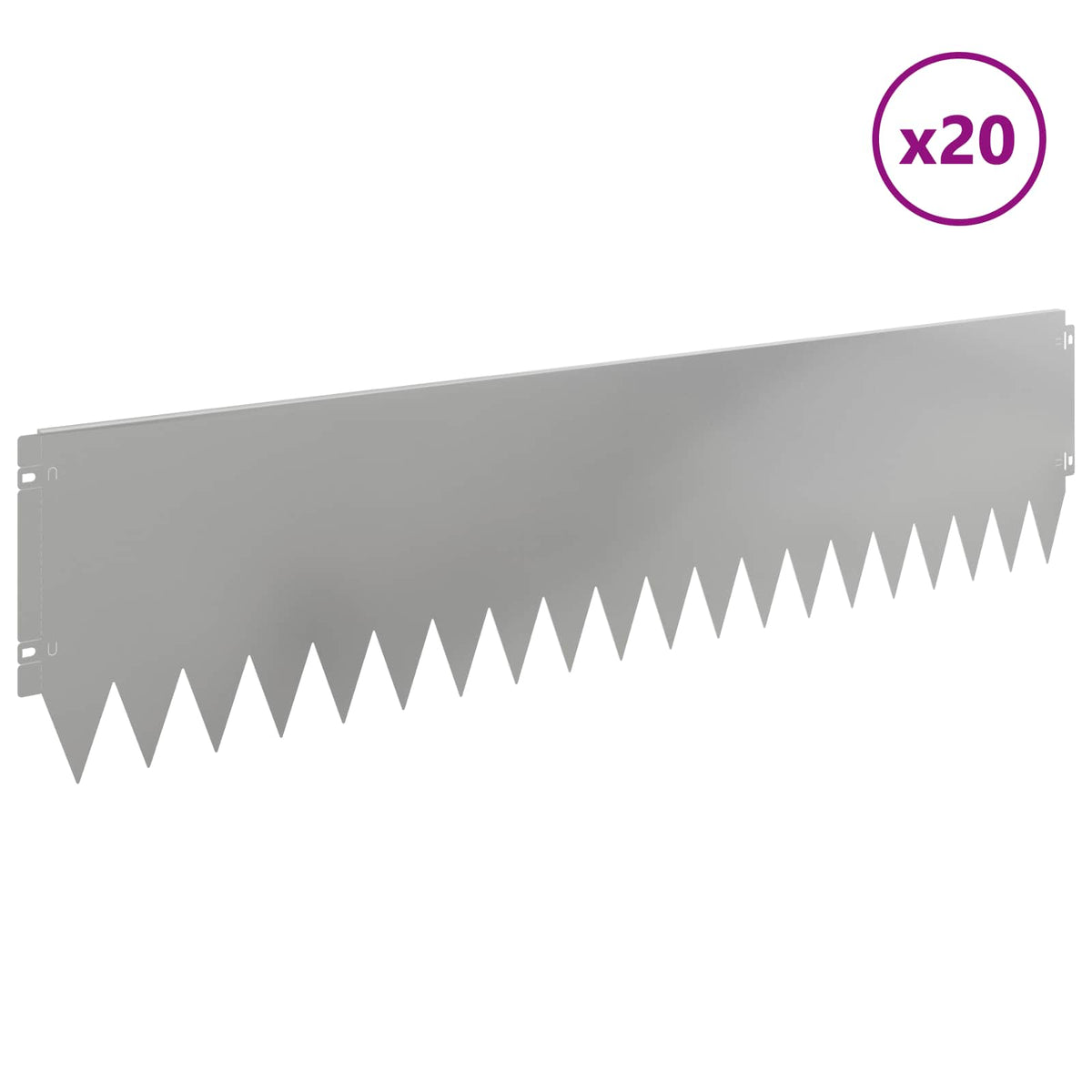 Lawn Edging 20 pcs 103 x 25 cm Steel Silver