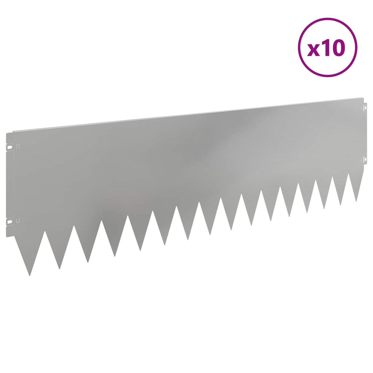 Lawn Edging 10 pcs 103 x 30 cm Steel Silver