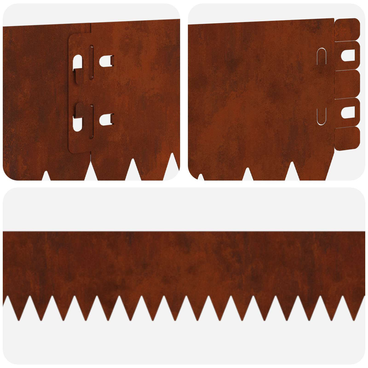 Lawn Edging 50 pcs 103 x 10 cm Steel Rusty