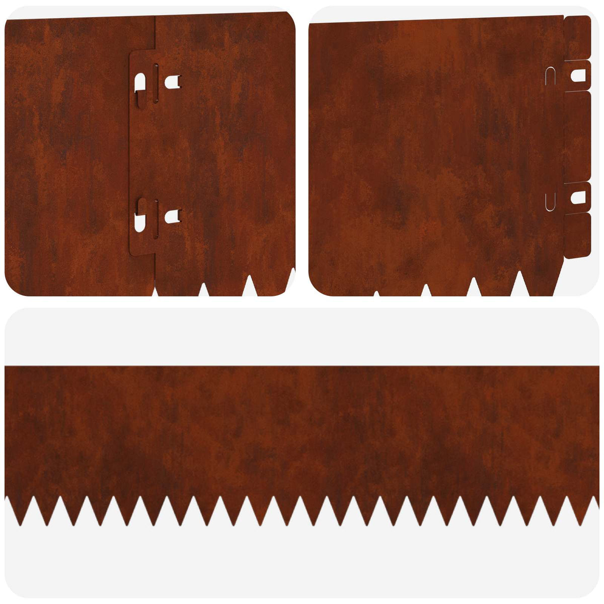 Lawn Edge with Top Fold 10 pcs 103x15cm Steel Rusty