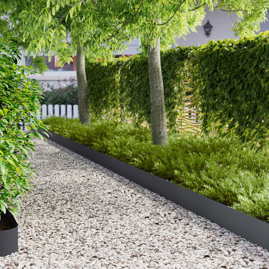 Lawn Edging 30 pcs 103 x 20 cm Steel Anthracite