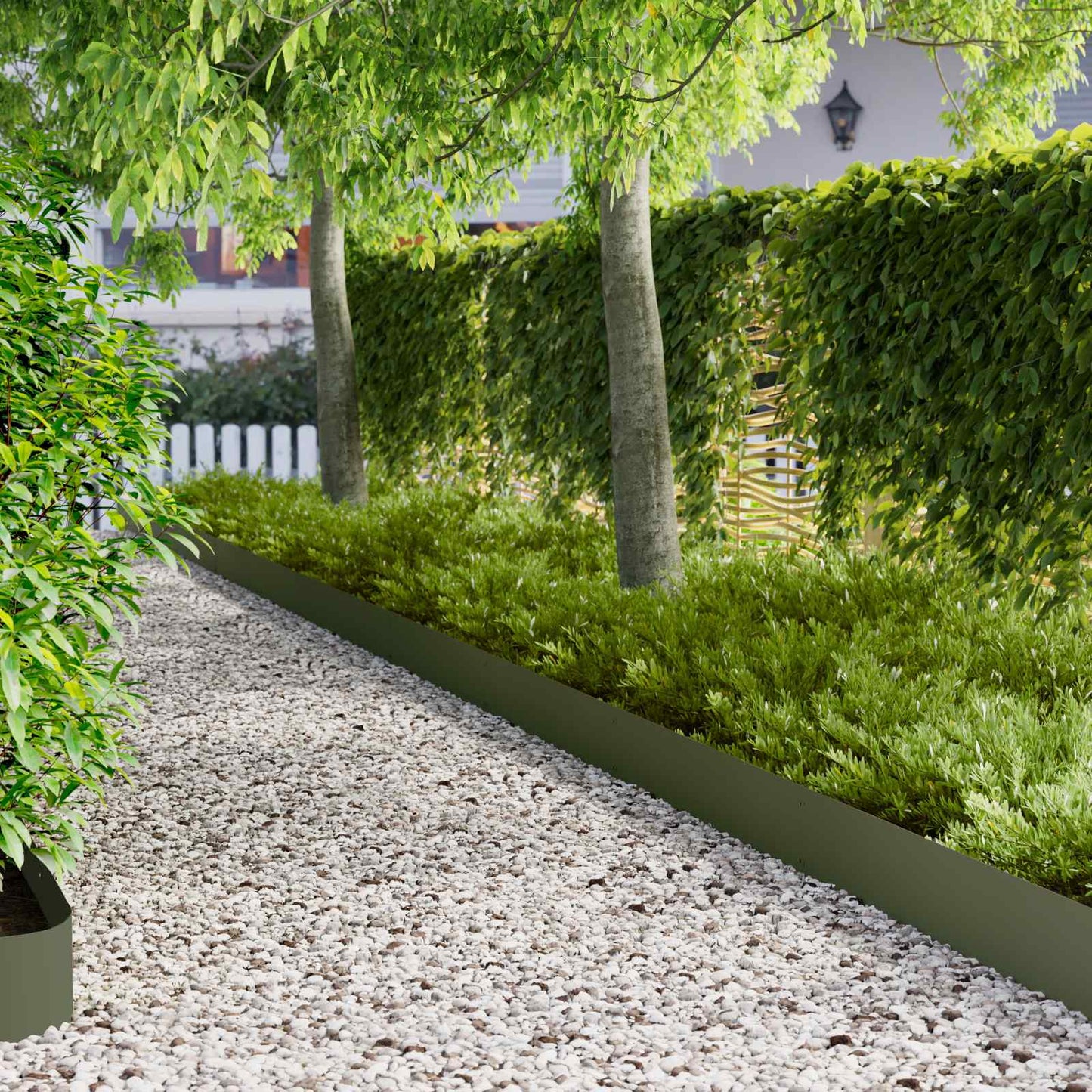 Lawn Edging 30 pcs 103 x 20 cm Steel Olive Green