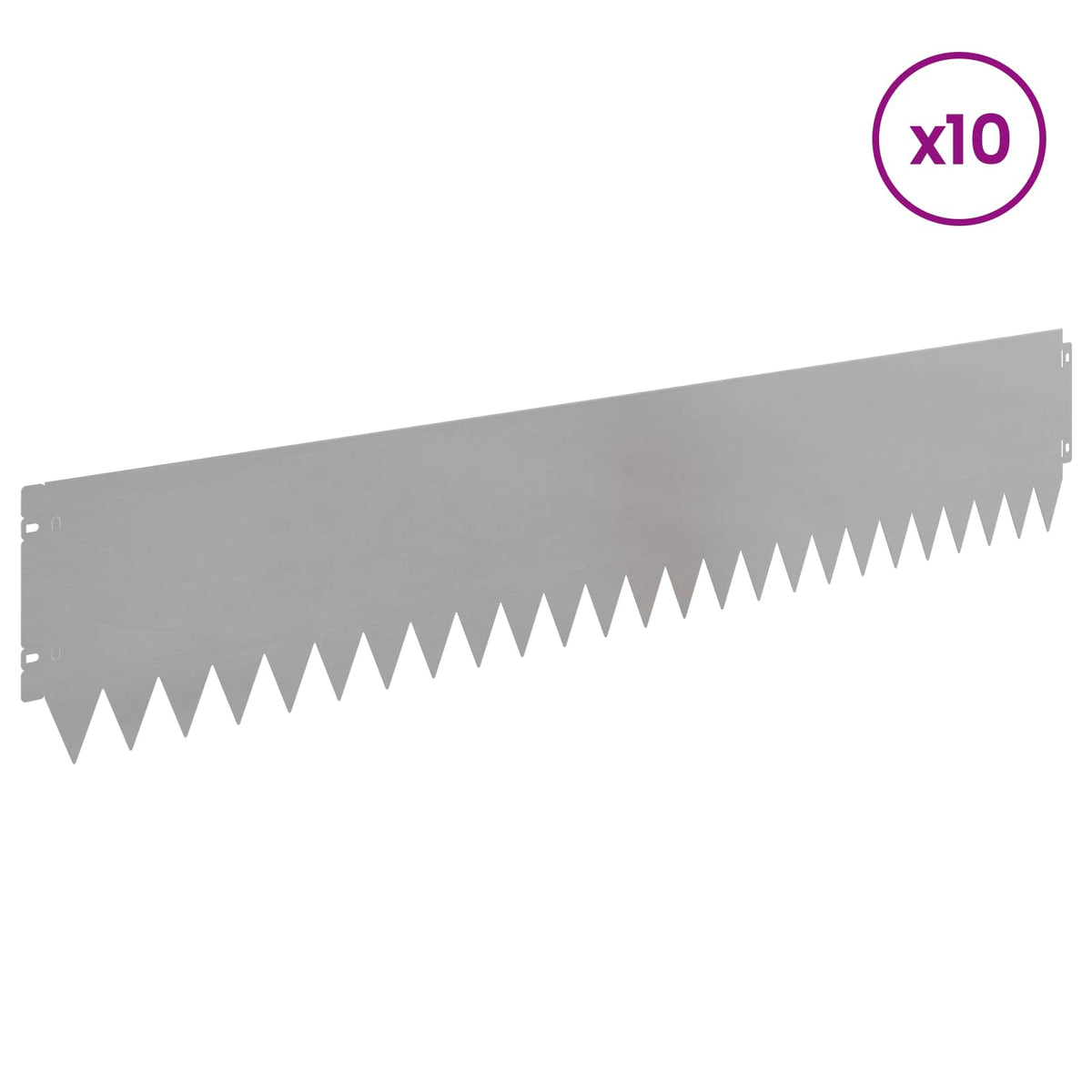 Lawn Edging 10 pcs 103 x 20 cm Steel Silver
