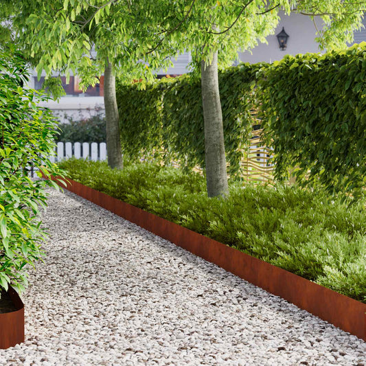 Lawn Edging 20 pcs 103 x 20 cm Steel Rusty