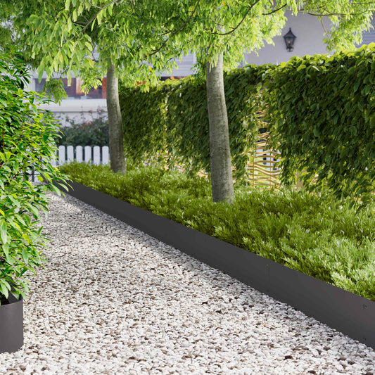 Lawn Edging 20 pcs 103 x 25 cm Steel Black