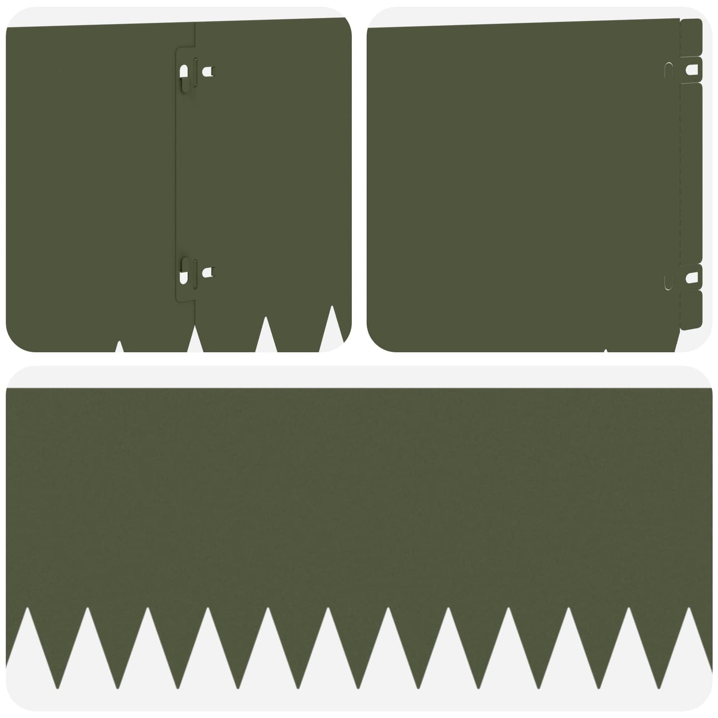 Lawn Edging 10 pcs 103 x 25 cm Steel Olive Green