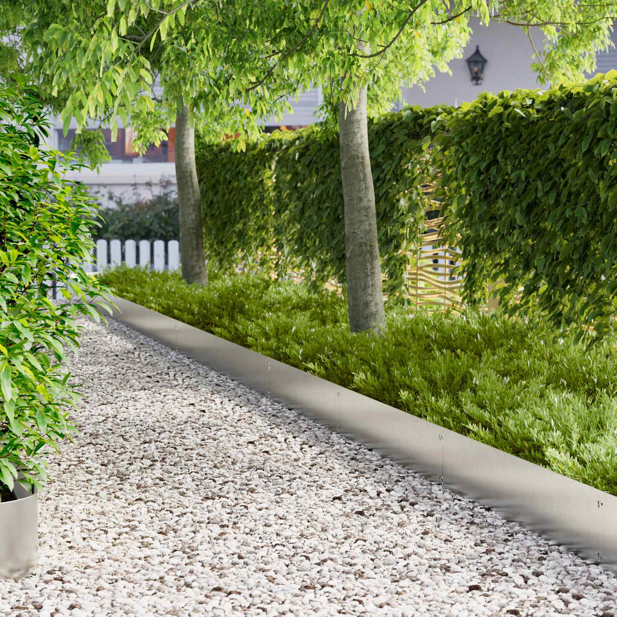 Lawn Edging 20 pcs 103 x 25 cm Stainless Steel Silver
