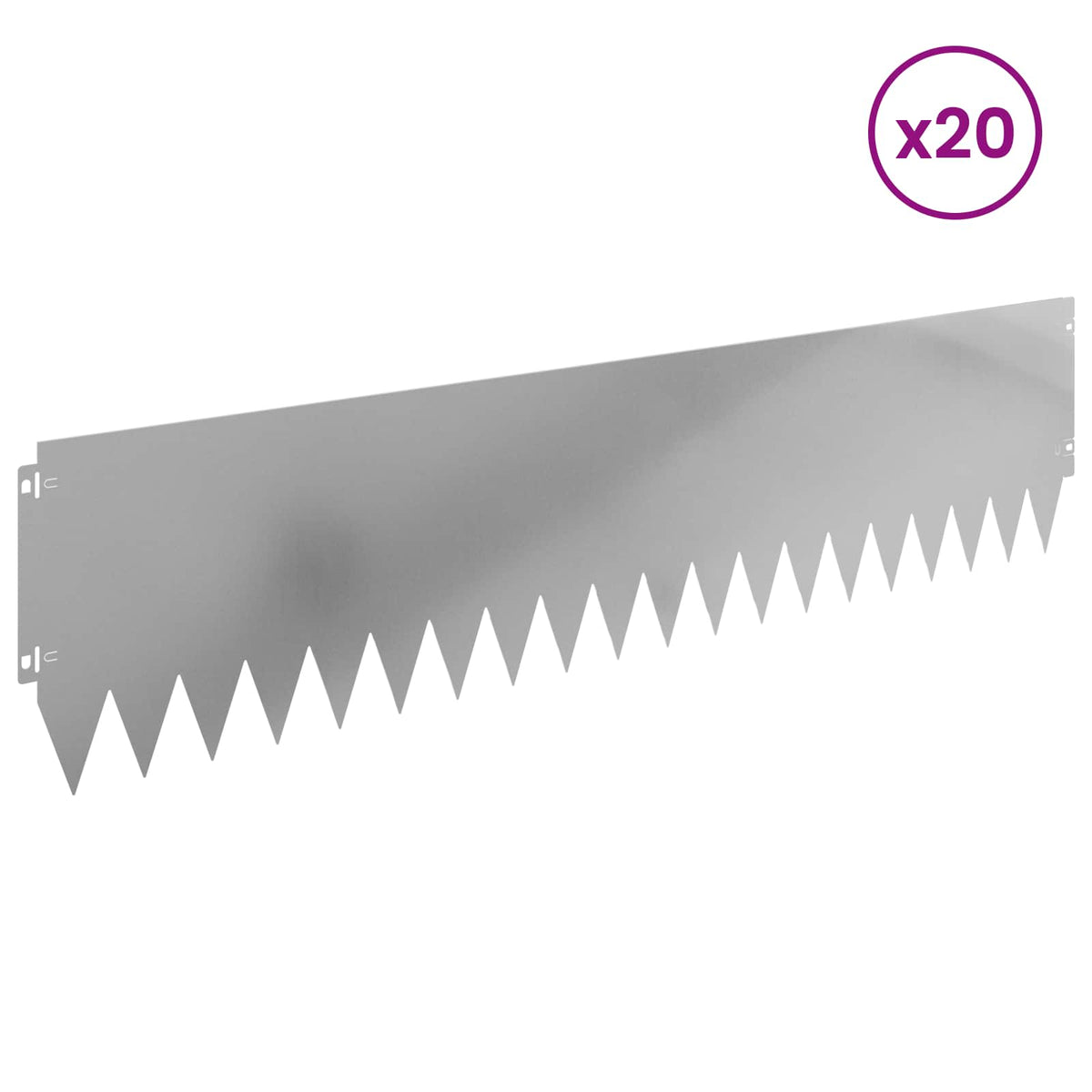 Lawn Edging 20 pcs 103 x 25 cm Steel Silver