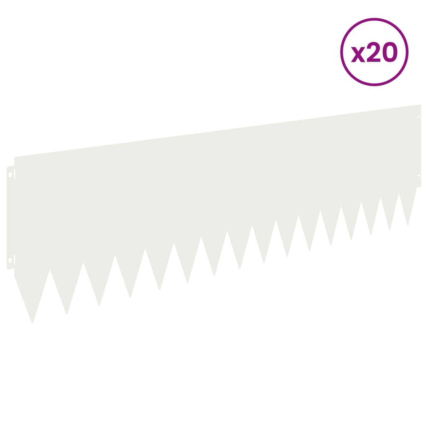 Lawn Edging 20 pcs 103 x 30 cm Steel White