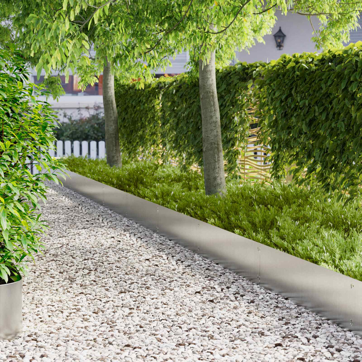 Lawn Edging 20 pcs 103 x 30 cm Steel Silver