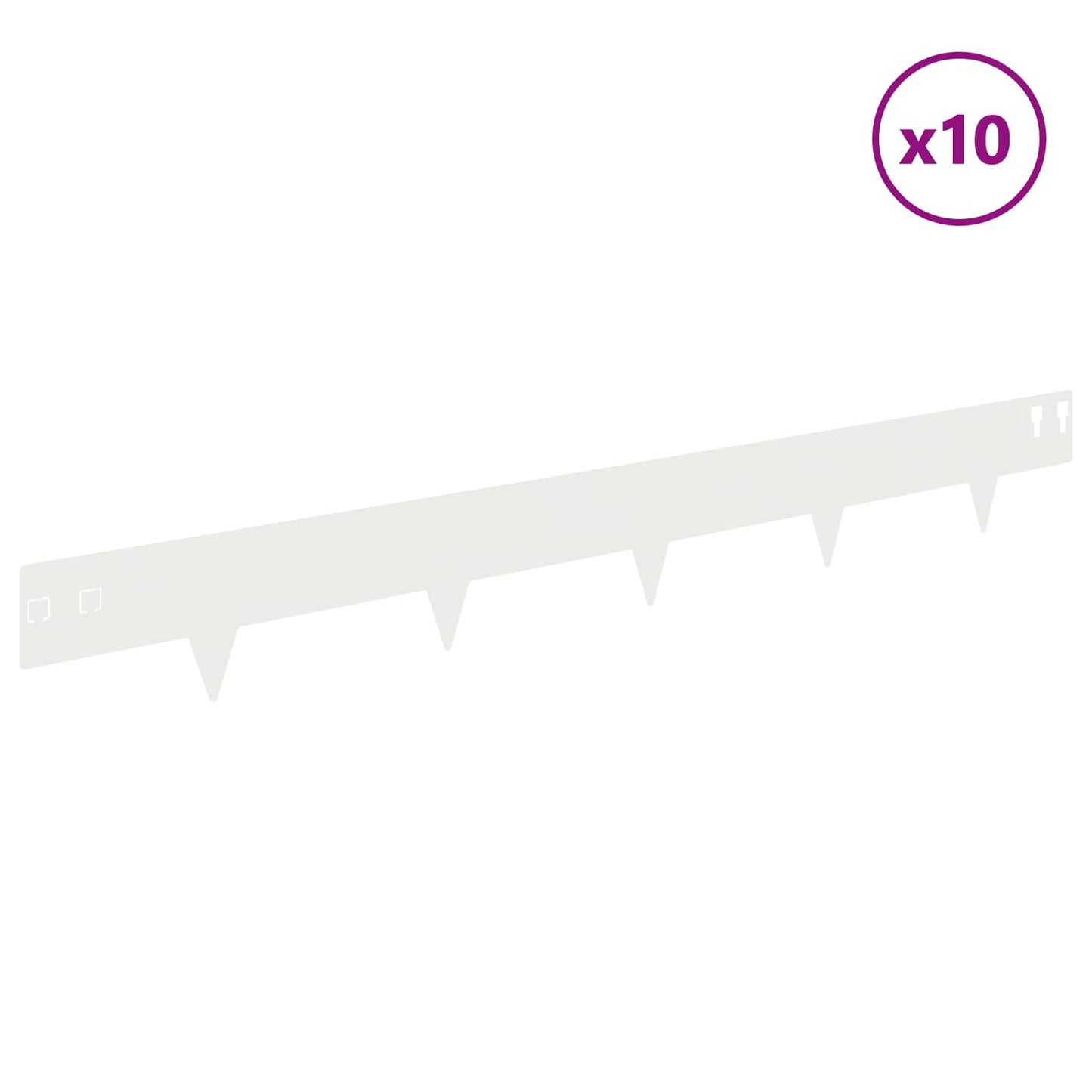 Lawn Edging 10 pcs 100 x 12 cm Steel White