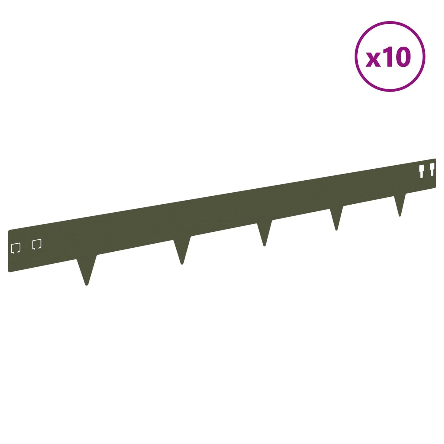 Lawn Edging 10 pcs 100 x 12 cm Steel Olive Green