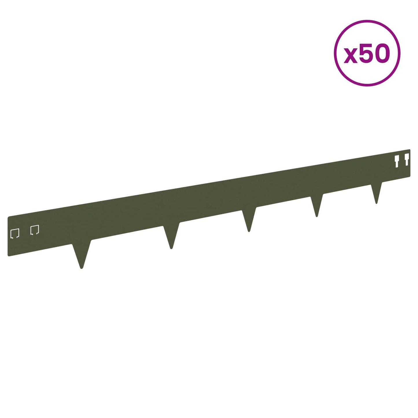 Lawn Edging 50 pcs 100 x 12 cm Steel Olive Green