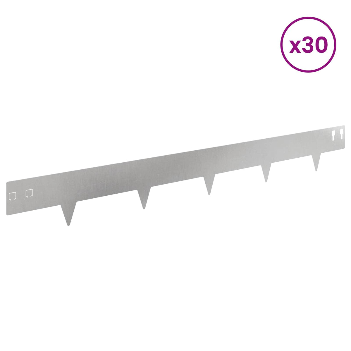 Lawn Edging 30 pcs 100 x 12 cm Steel Silver