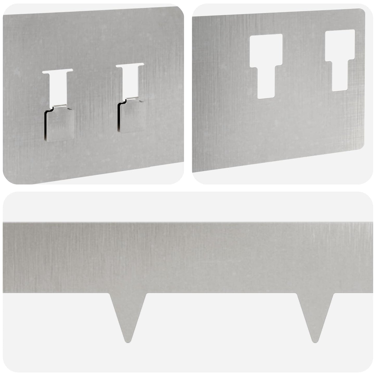 Lawn Edging 50 pcs 100 x 12 cm Steel Silver