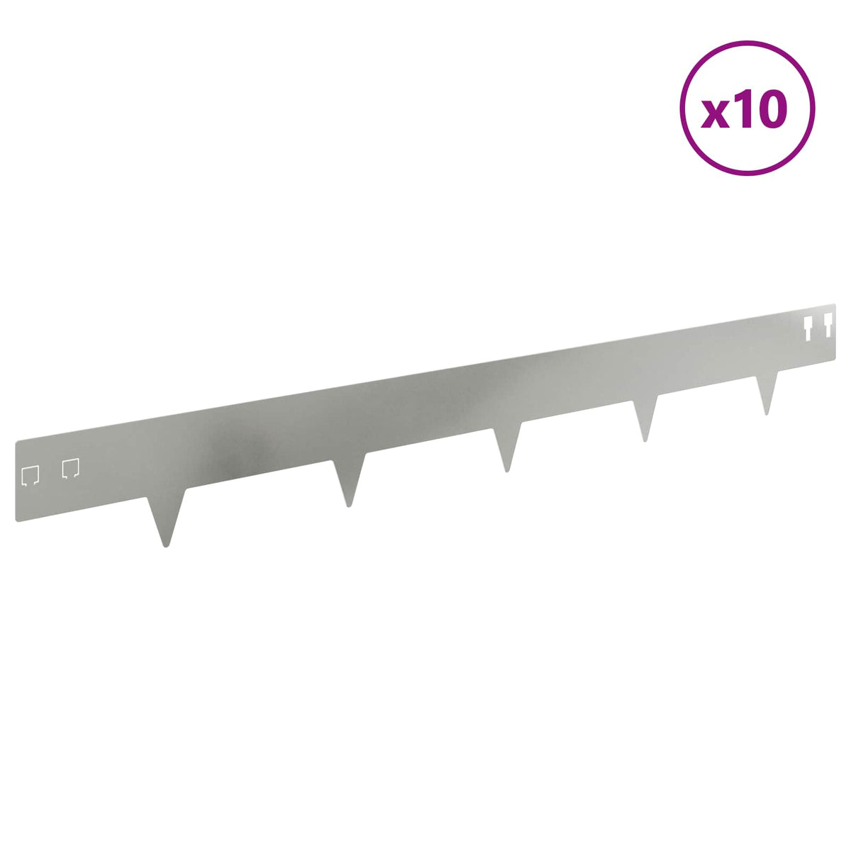 Lawn Edging 10 pcs 100 x 12 cm Steel Silver
