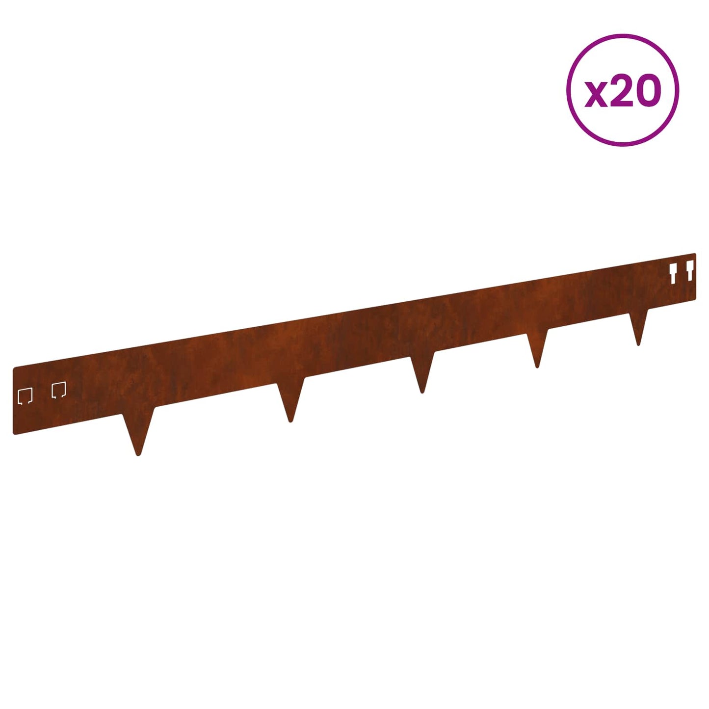 Lawn Edging 20 pcs 100 x 12 cm Steel Rusty