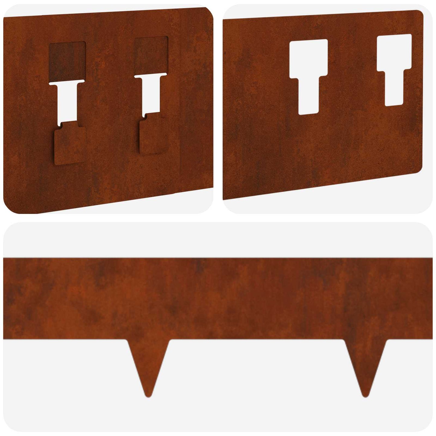 Lawn Edging 50 pcs 100 x 12 cm Steel Rusty