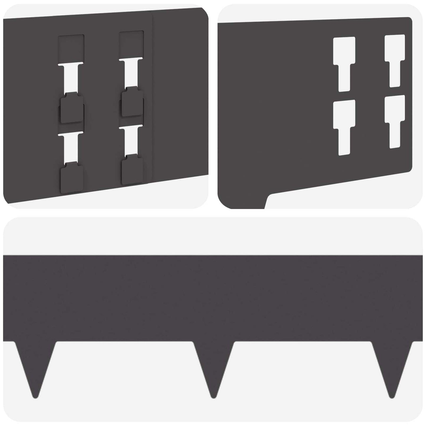 Lawn Edging 10 pcs 100 x 15 cm Steel Black