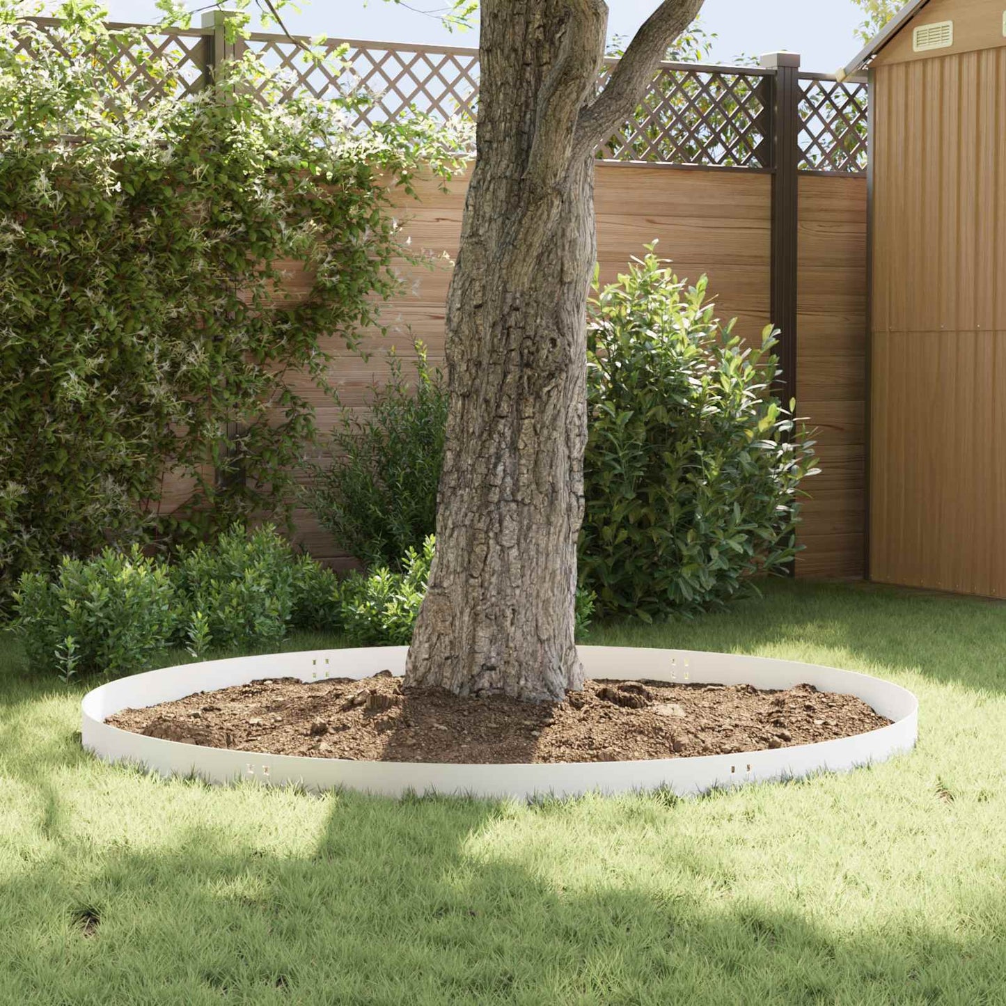 Lawn Edging 10 pcs 100 x 15 cm Steel White