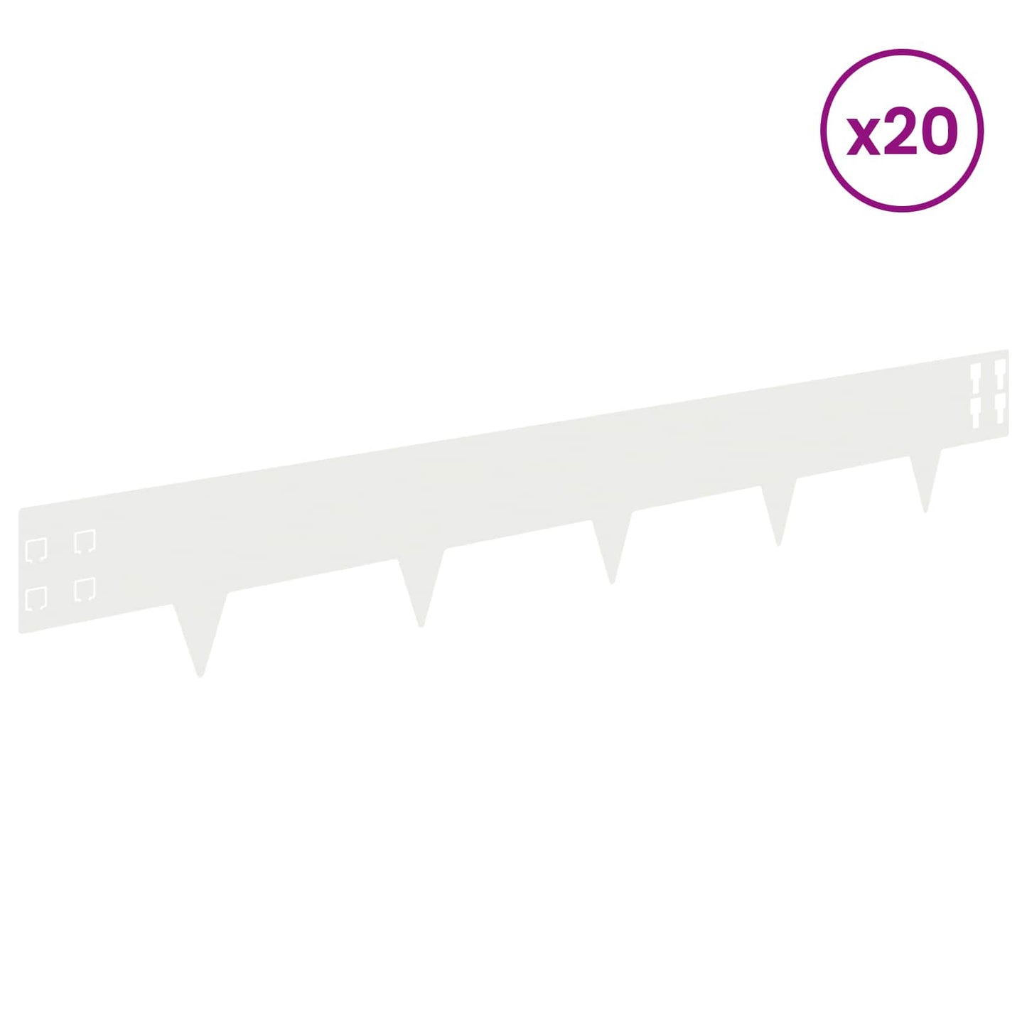 Lawn Edging 20 pcs 100 x 15 cm Steel White